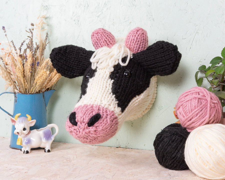 Giant Dairy Cow Head Knitting Kit