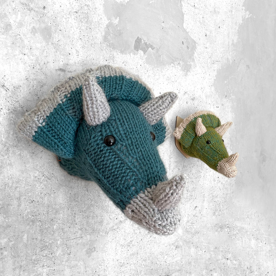Mini Triceratops Head Knitting Kit - Green