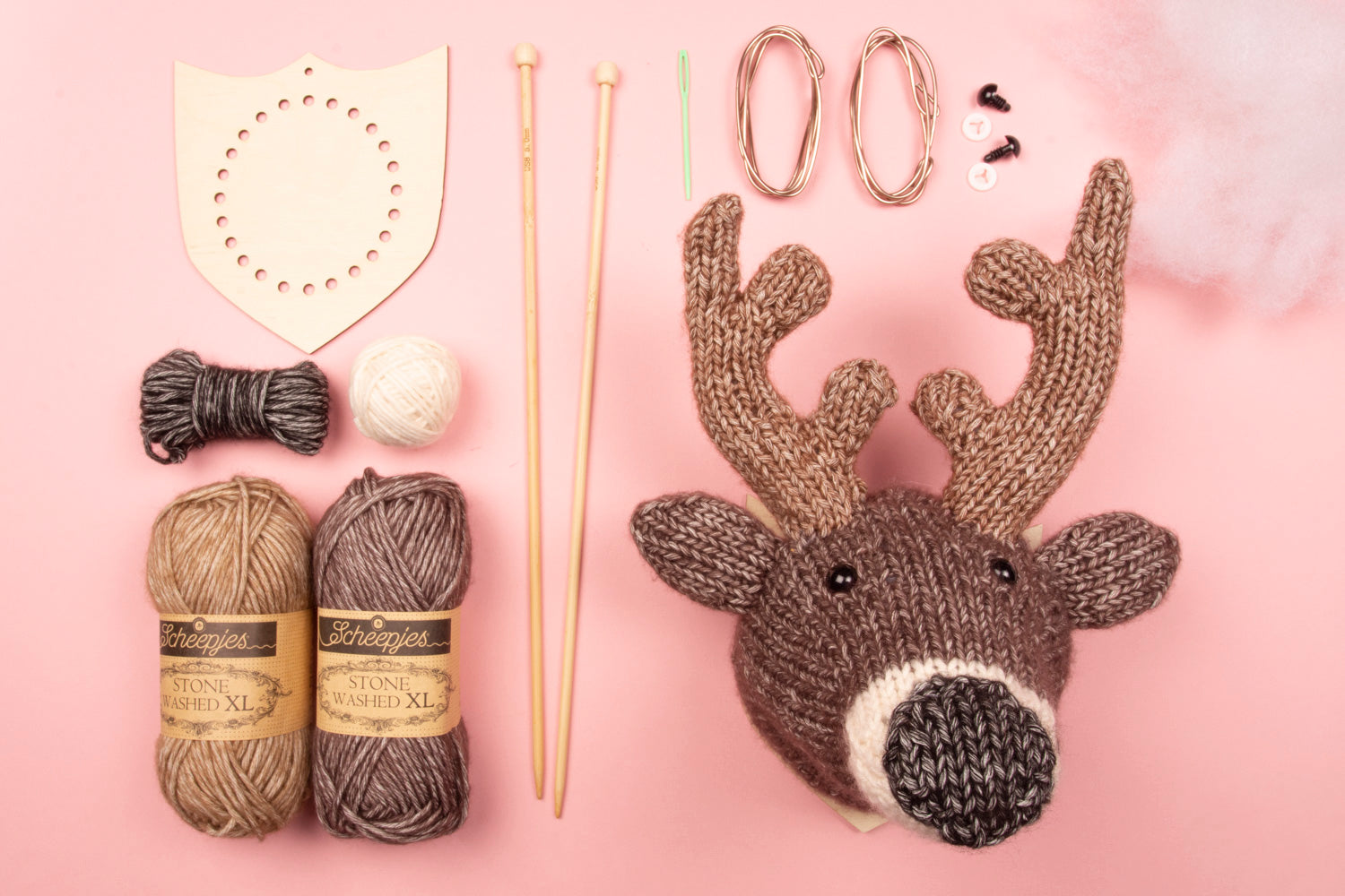 Mini Deer Head Knitting Kit (5889303380125)