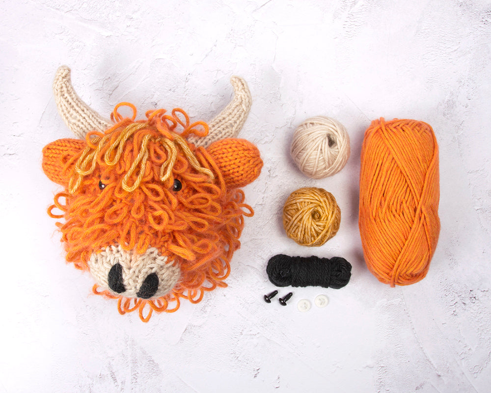 Mini Highland Cow Head Knitting Kit