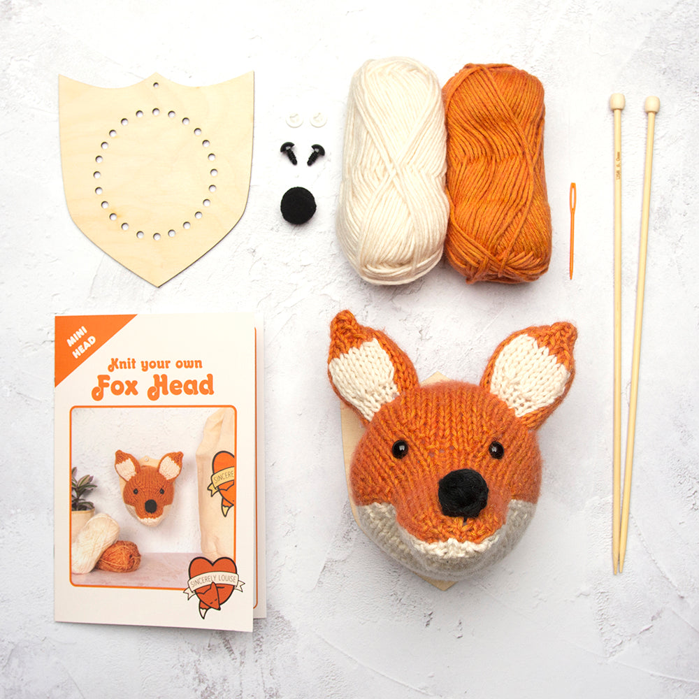 Mini Fox Head Knitting Kit