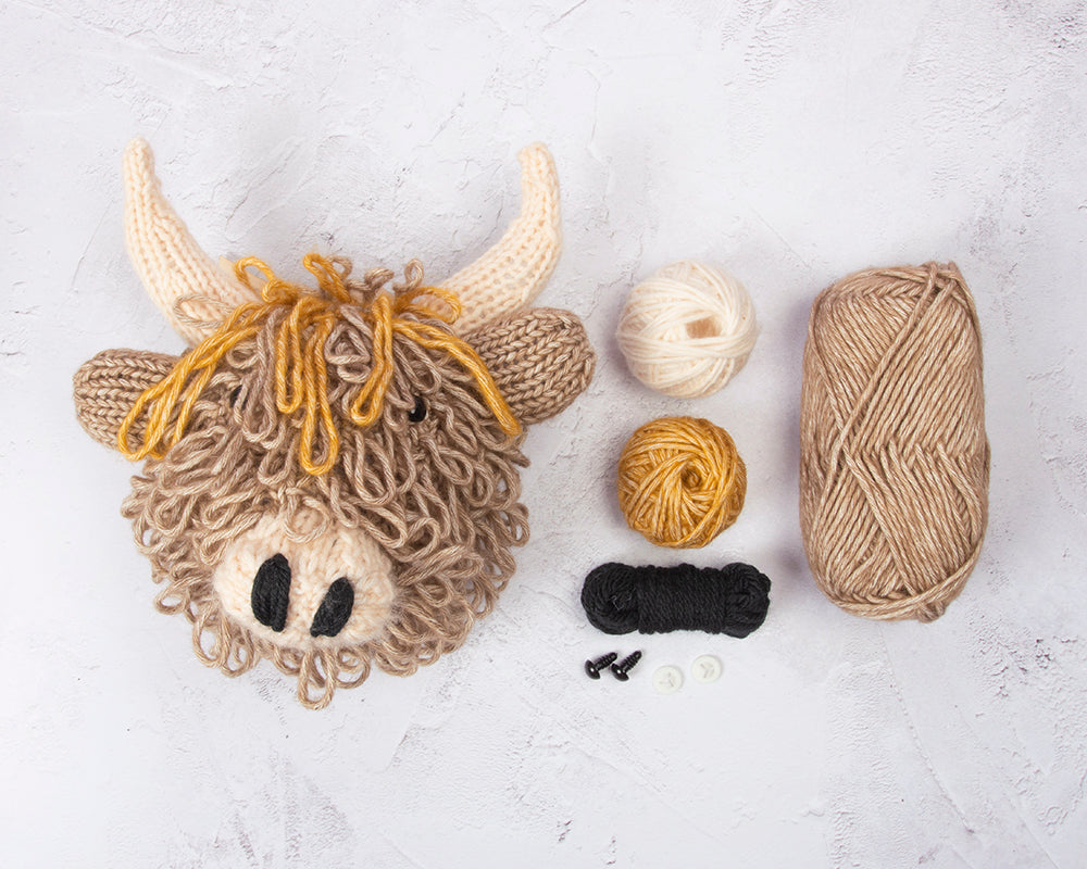 Mini Highland Cow Head Knitting Kit