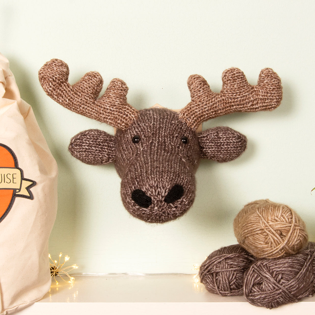 Mini Moose Head Knitting Kit (5889295450269)