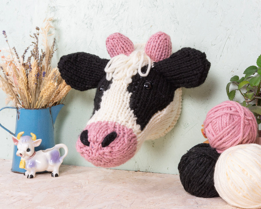 Giant Dairy Cow Head Knitting Kit - Shipping time: 1 Week