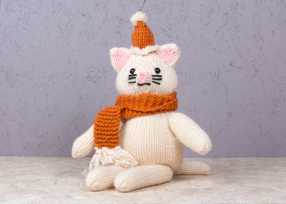 Cat in a Wooly Hat and Scarf - Knitting Kit