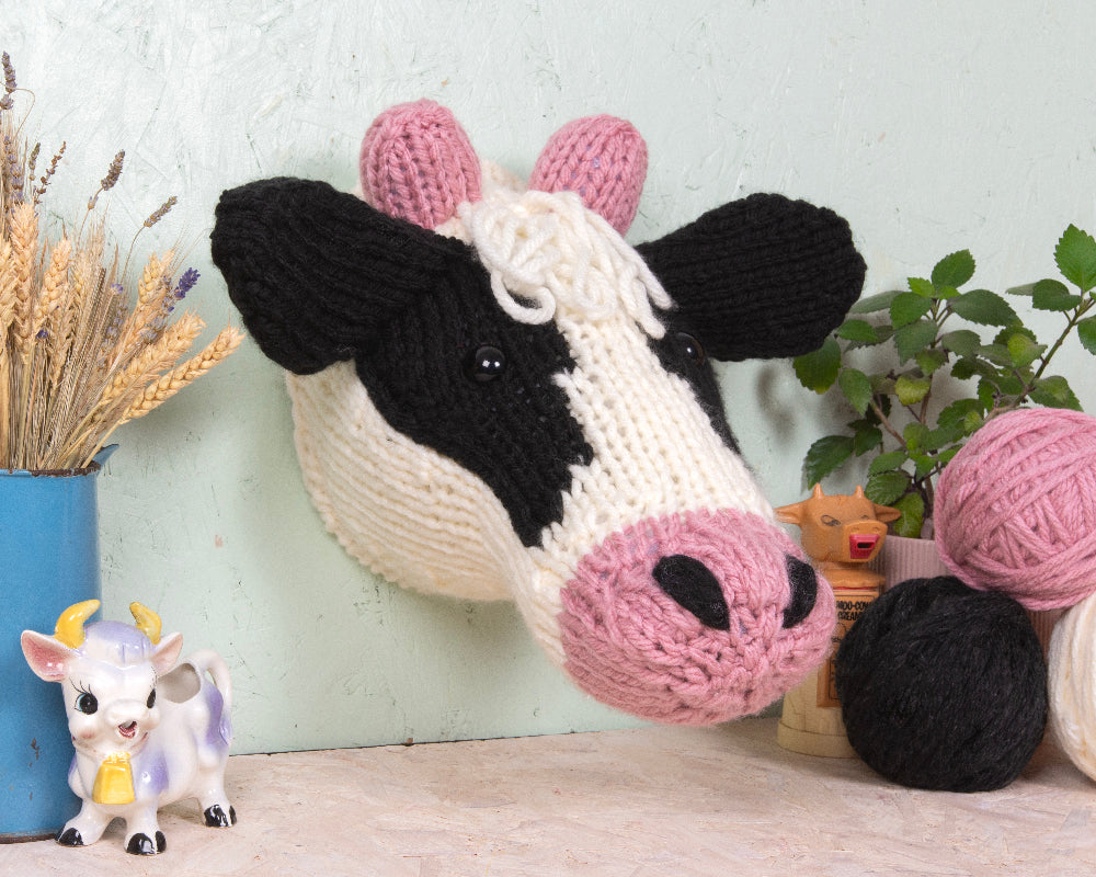 Giant Dairy Cow Head Knitting Kit