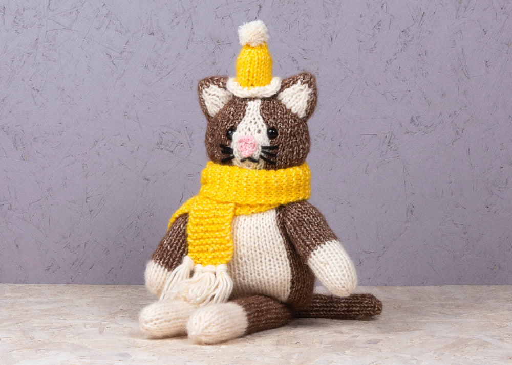 Cat in a Wooly Hat and Scarf - Knitting Kit