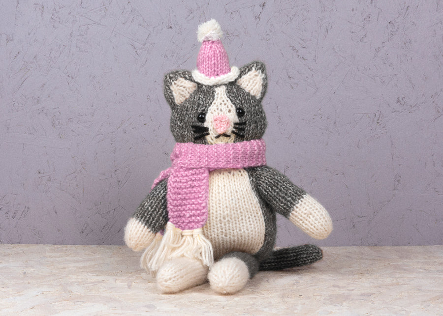 Cat in a Wooly Hat and Scarf - Knitting Kit