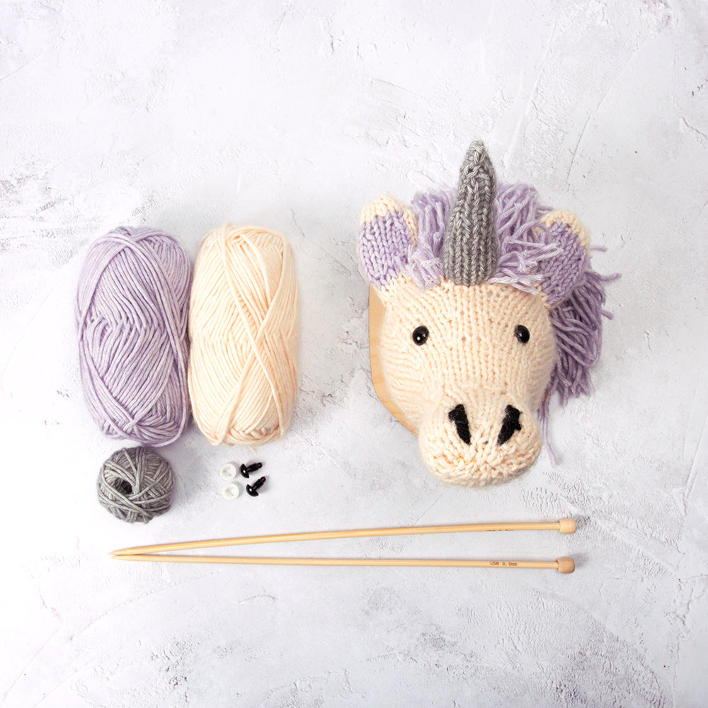 Mini Unicorn Head Knitting Kit