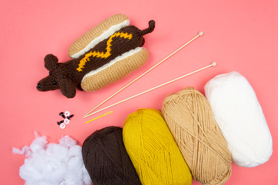 Hot Dog Dog Knitting Kit - Project 8 from First Time Knits (5389545406621)