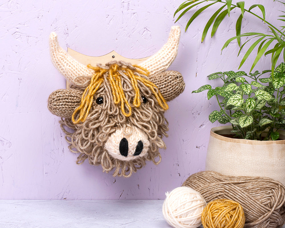Mini Highland Cow Head Knitting Kit