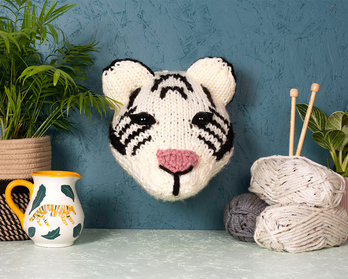 Giant White Tiger Head Knitting Kit