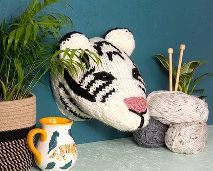 Giant White Tiger Head Knitting Kit
