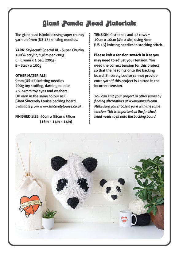 Giant Panda Head Knitting Kit