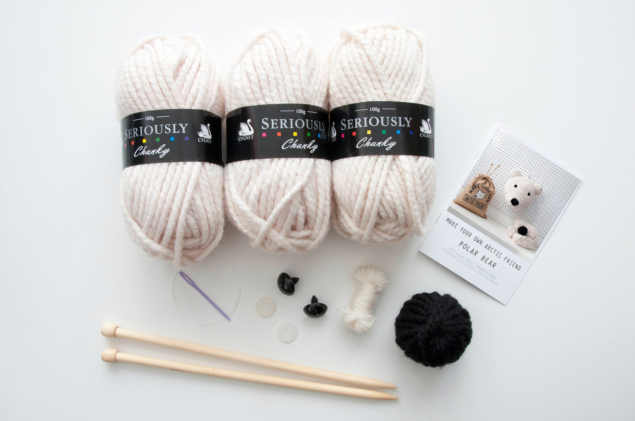 Giant Polar Bear Head Knitting Kit (4627488833668)