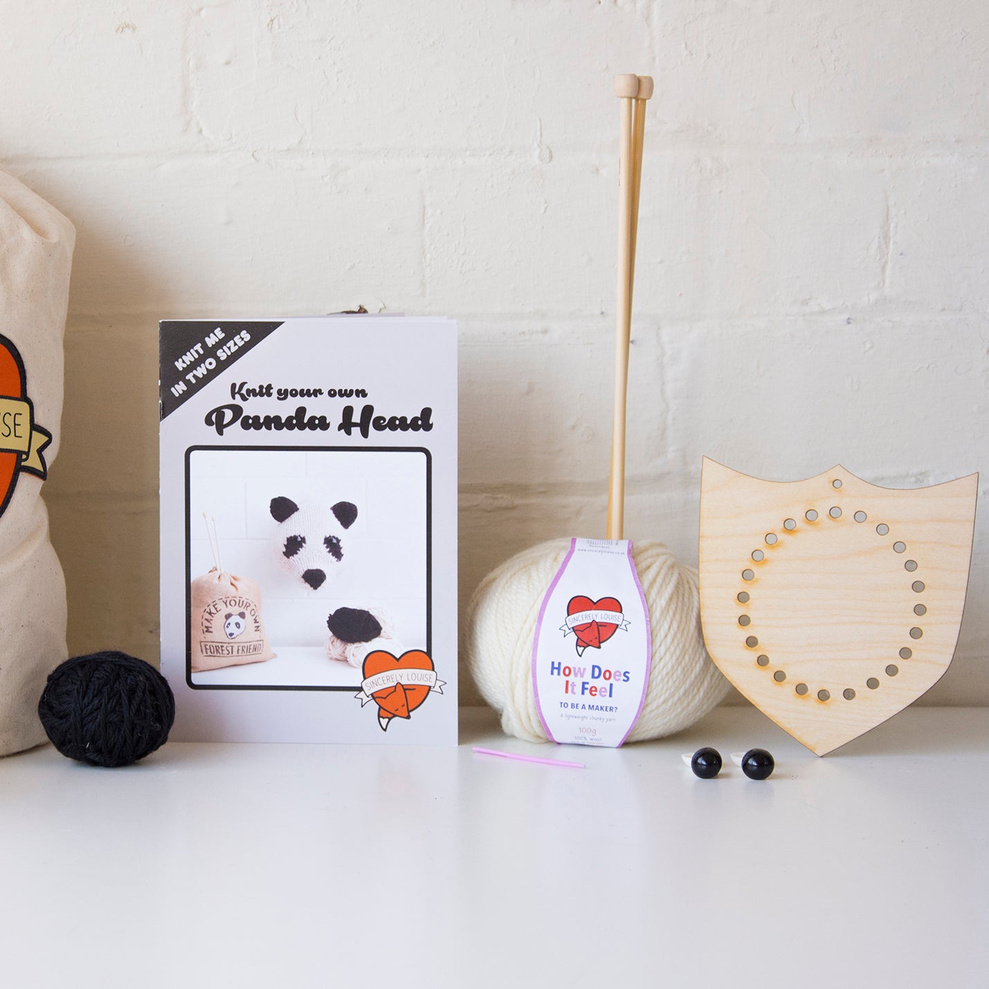 Mini Panda Head Knitting Kit (4594246484100)