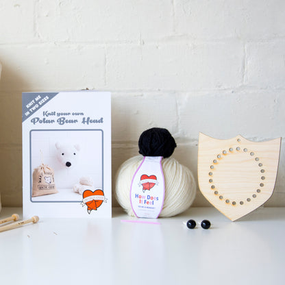 Mini Polar Bear Head Knitting Kit (4579028041860)